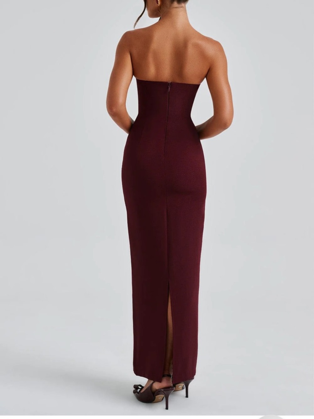 babyboo One-Shoulder cherry lacquer Evening Gown yulia maxi dress - Picture 9 of 10